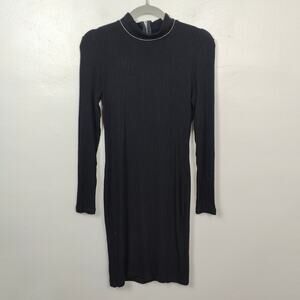 LNA Dress Womens Small Black Jewel Neckline Stacey Brushed Rib‎ Mini Knit NWT